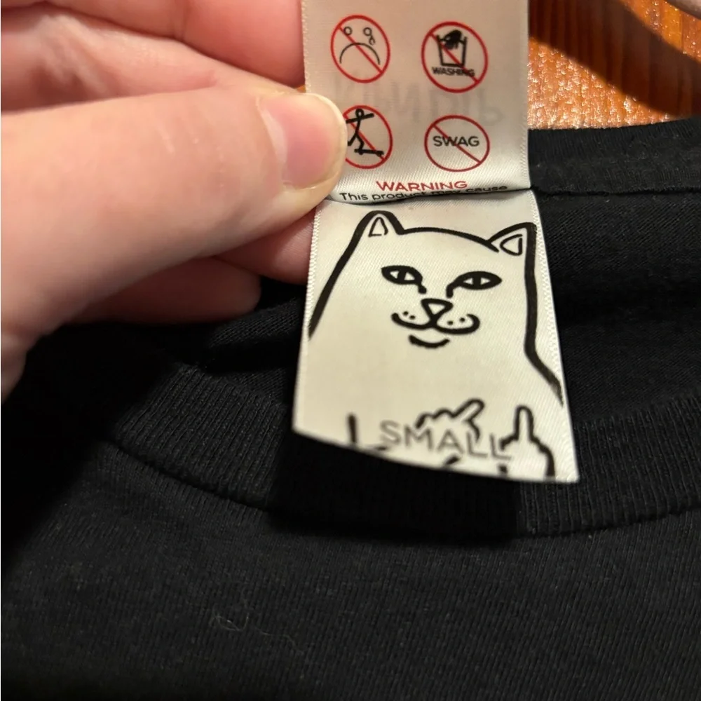 RIPNDIP Black Cotton Graphic Cat Short Sleeve T-Shirt - Picture 3 of 5